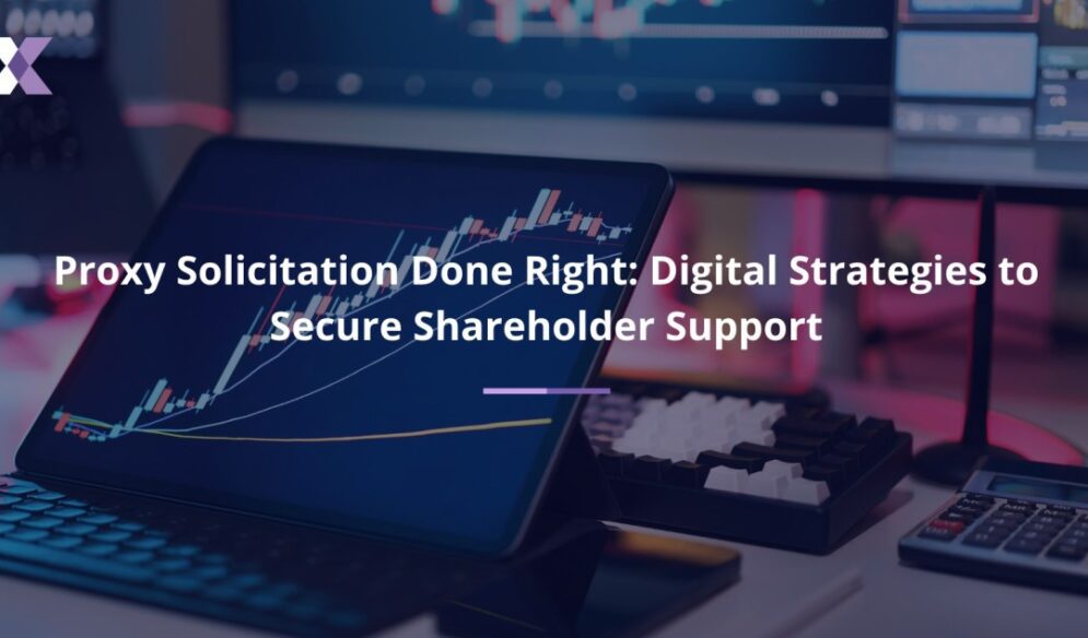 Technology screens representing digital proxy solicitation