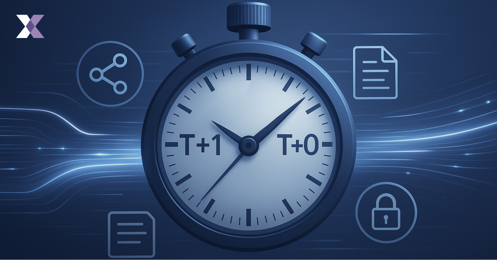 a stopwatch showing t+1 and t+0 timelines