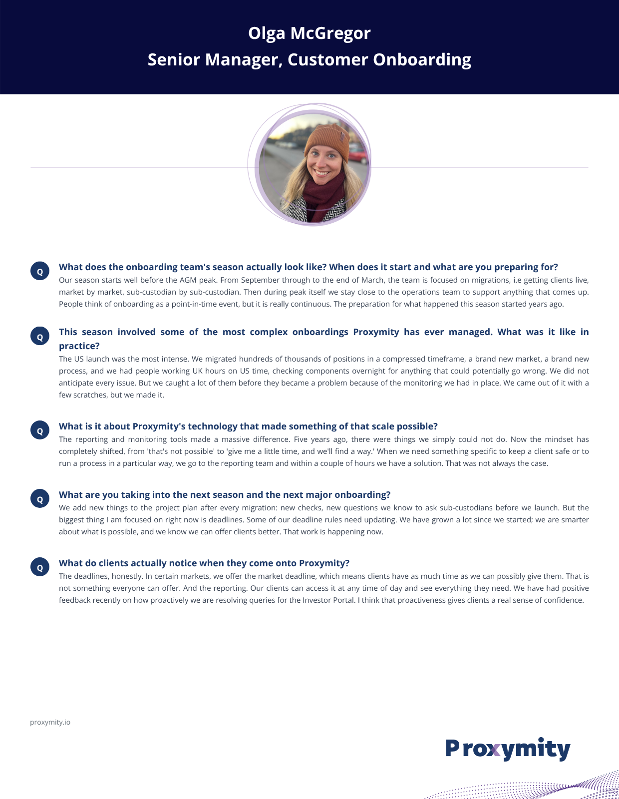 Interview with Olga - Senior Manager, Customer Onbaording