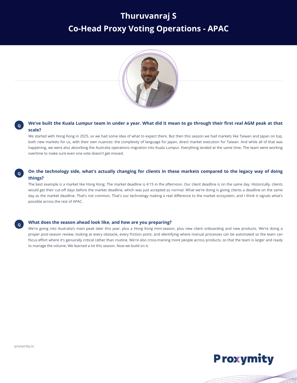 Interview with Thuruvanraj - Co-Head of Proxy Voting Operations of APAC